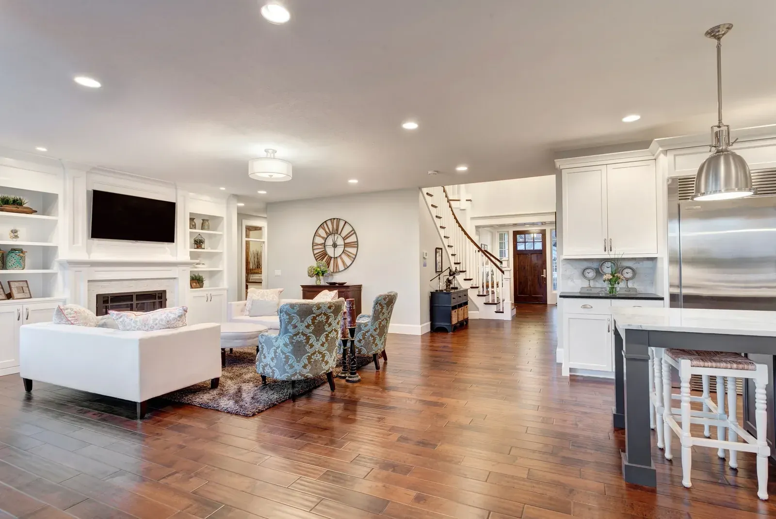 Open-plan living and kitchen space completed by Waldron Contracting Services